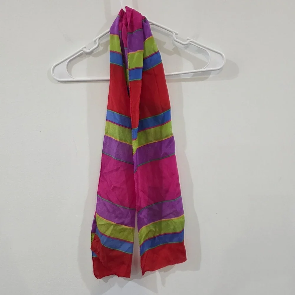 Vintage Liz Claiborne‎ Silk Scarf Colorblock 90S Retro Bold Luxury